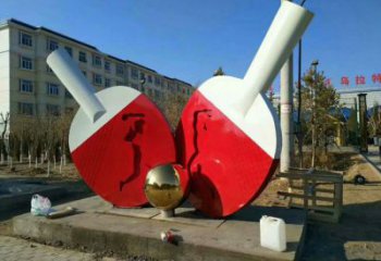 球拍雕塑廠家，烤漆工藝擺件，不銹鋼公園雕塑