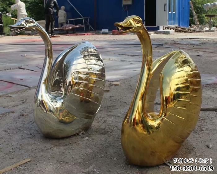 不銹鋼創(chuàng)意天鵝雕塑 步行街店門(mén)口雕塑 家禽小品