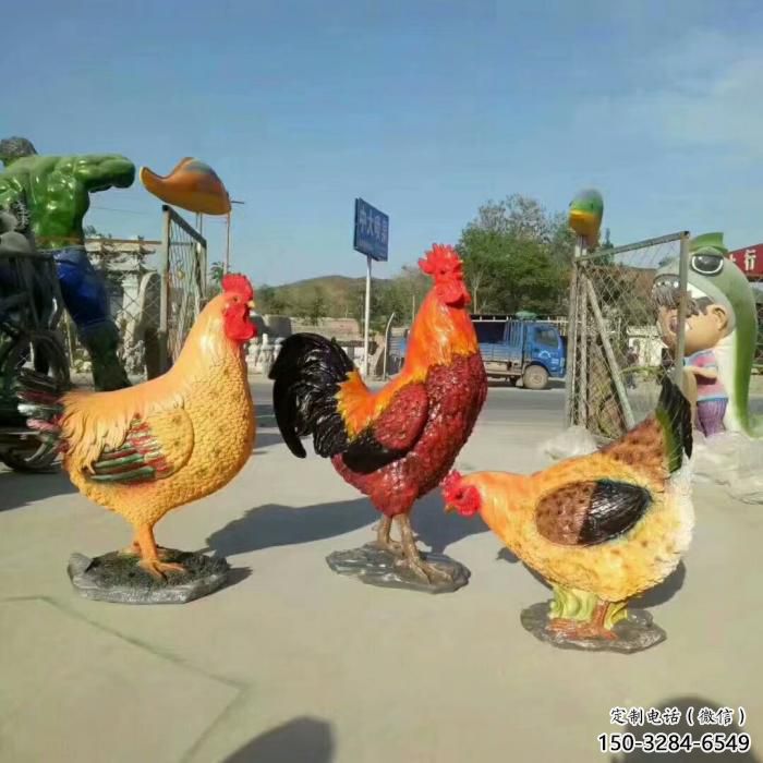 商業(yè)街玻璃鋼公雞雕塑廠家 售樓處學校雕塑 家禽擺件