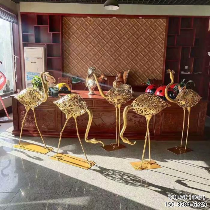 園林不銹鋼火烈鳥雕塑 城市廣場(chǎng)雕塑 步行街鏤空雕塑