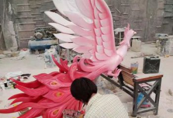公園玻璃鋼鳳凰雕塑廠家 酒店門(mén)口雕塑 彩繪擺件