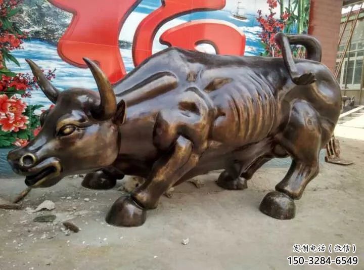 創(chuàng)意開(kāi)荒牛銅雕塑 步行街店門口雕塑 動(dòng)物小品