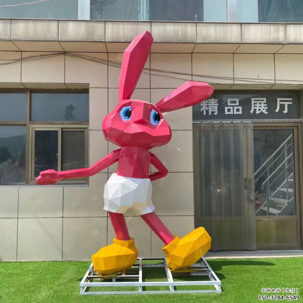 仿真不銹鋼兔子雕塑廠家 店門(mén)口園林雕塑 動(dòng)物小品