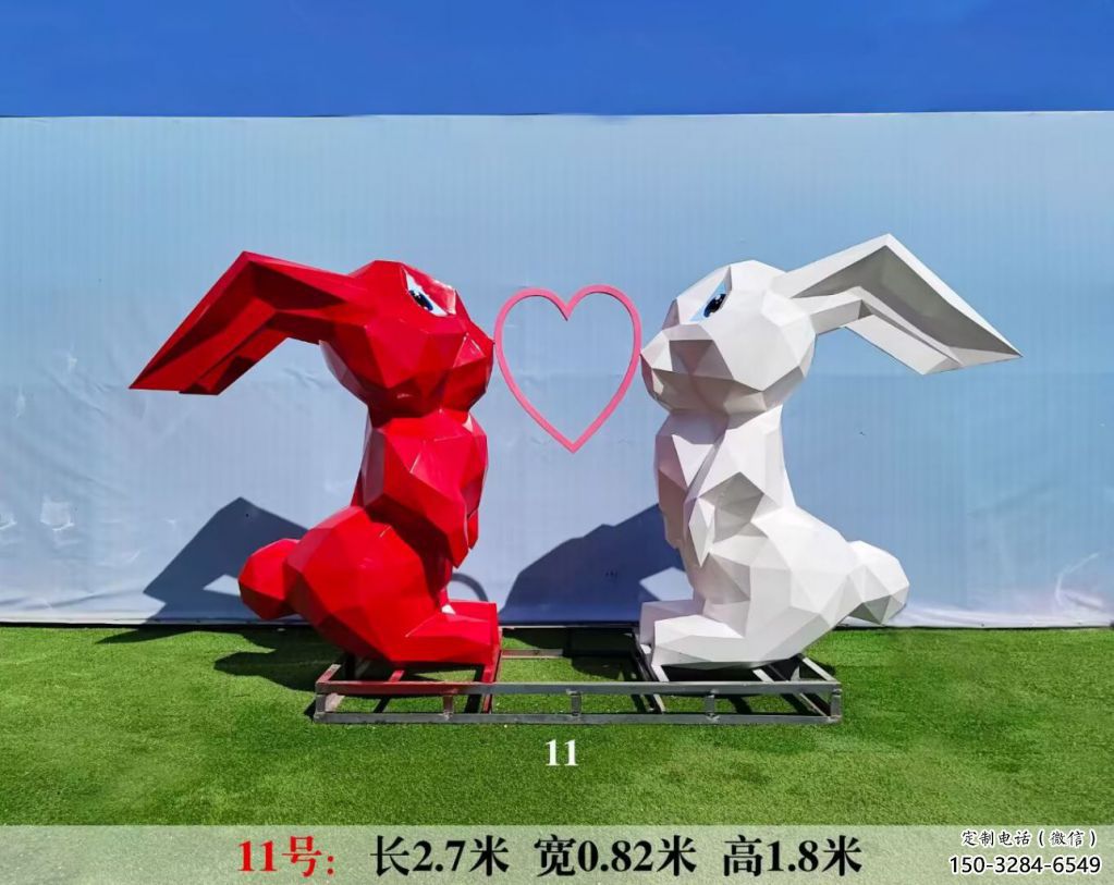 不銹鋼廣場(chǎng)兔子雕塑 公園仿真雕塑 抽象擺件
