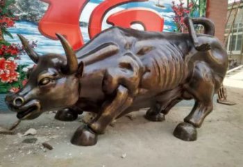 創(chuàng)意鑄銅開荒牛雕塑 步行街店門口雕塑 動物小品