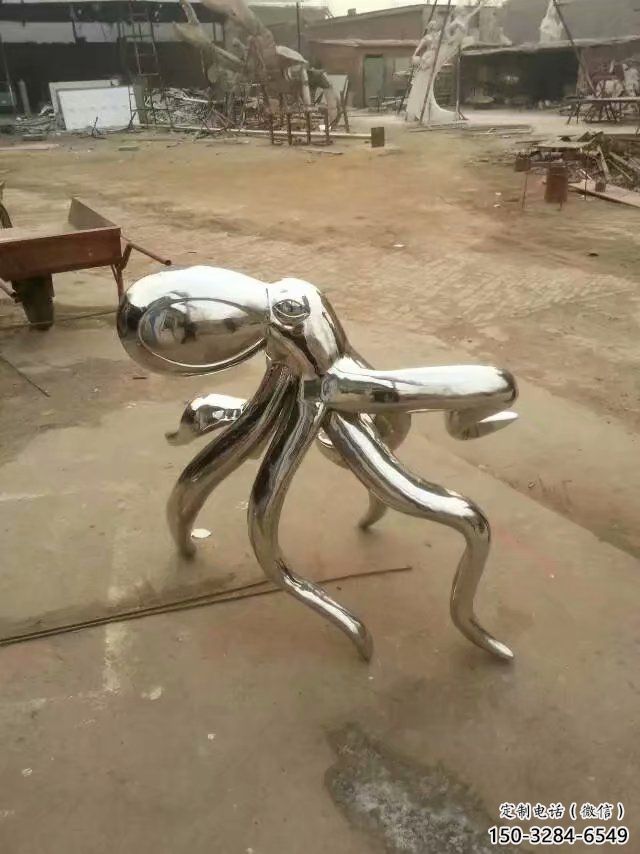 不銹鋼章魚雕塑廠家，鏡面動(dòng)物，海洋生物小品 (1)