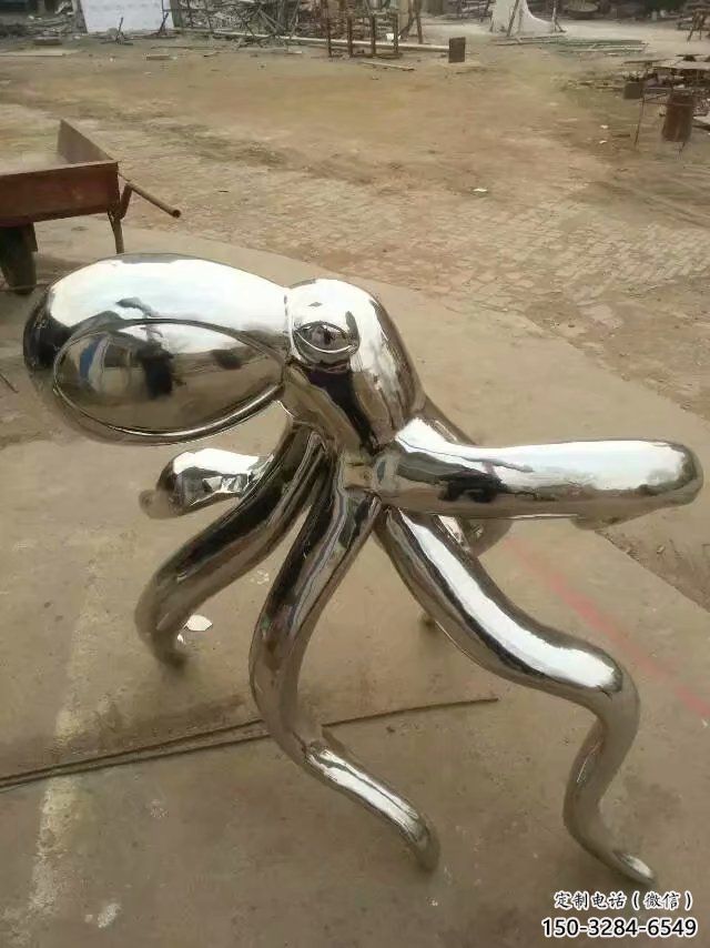 不銹鋼章魚雕塑廠家，鏡面動(dòng)物，海洋生物小品 (2)