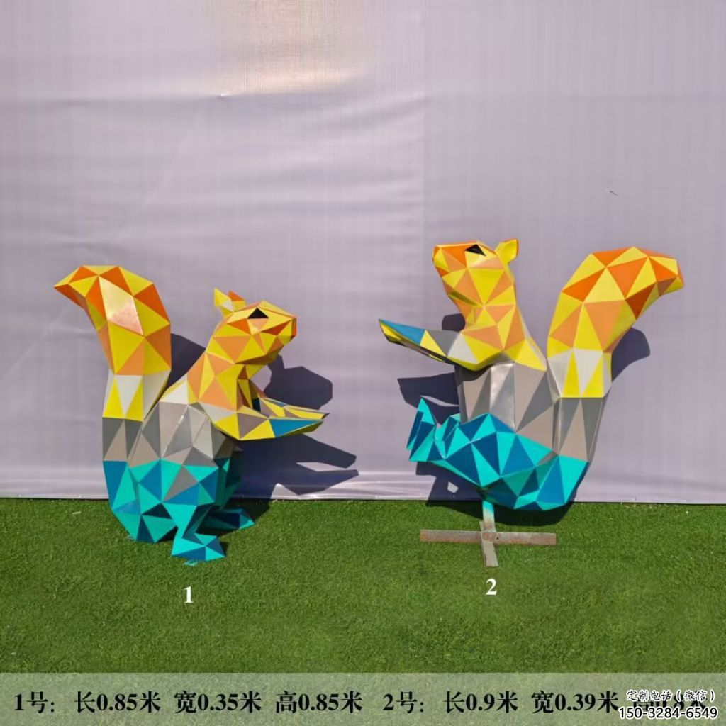 不銹鋼公園松鼠雕塑 酒店門(mén)口雕塑 彩繪擺件