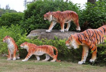 公園玻璃鋼老虎雕塑 酒店門(mén)口雕塑 彩繪擺件