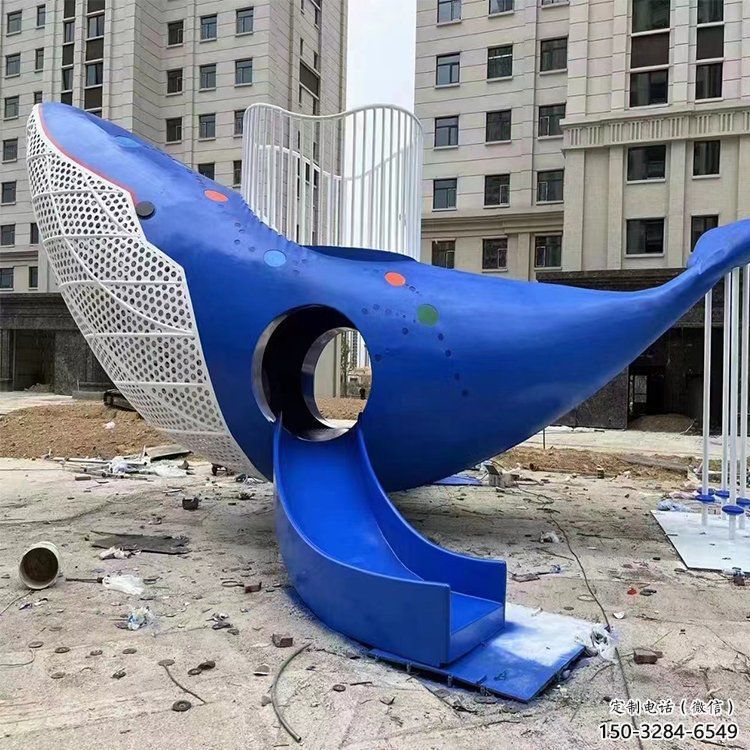 鯨魚(yú)雕塑廠家，烤漆彩繪工藝，公園廣場(chǎng)景觀擺件 (2)