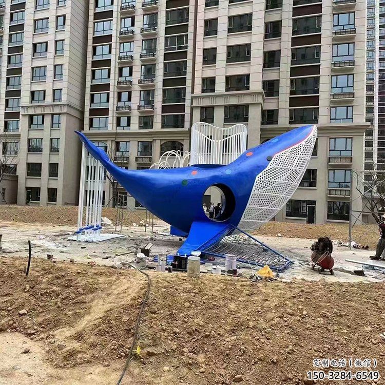 鯨魚(yú)雕塑廠家，烤漆彩繪工藝，公園廣場(chǎng)景觀擺件 (3)