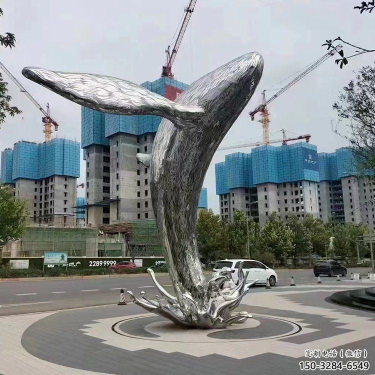 鯨魚雕塑廠家，烤漆彩繪工藝，公園廣場景觀擺件 (5)