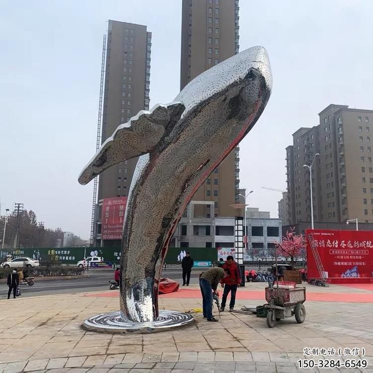大型鯨魚雕塑，鏤空燈光原理，戶外公園廣場擺件 (7)