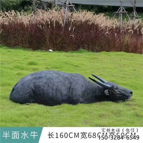 水牛雕塑，公園園林動(dòng)物，仿真景觀擺件 (2)