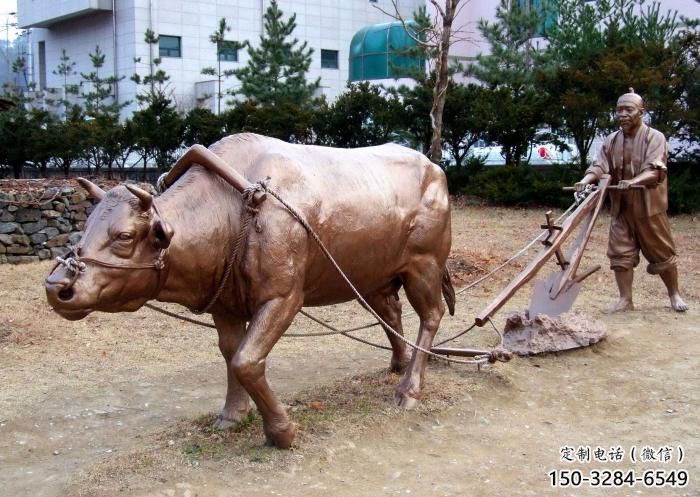 不銹鋼水牛雕塑，田間景觀小品，抽象幾何原理 (4)