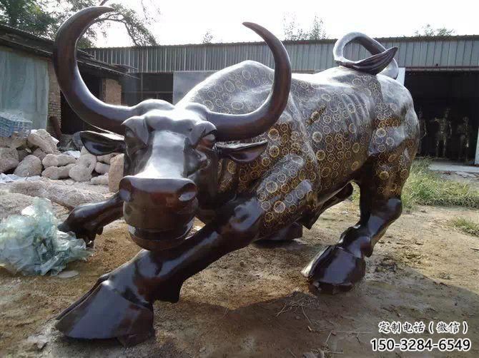 不銹鋼水牛雕塑，田間景觀小品，抽象幾何原理 (9)