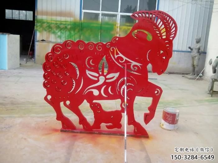 不銹鋼水牛雕塑，田間景觀小品，抽象幾何原理 (13)