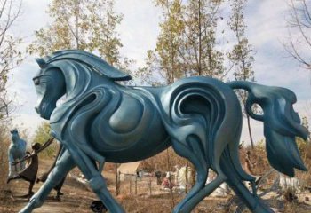 大型不銹鋼駿馬雕塑 商業(yè)街廣場(chǎng)雕塑 古銅色擺件