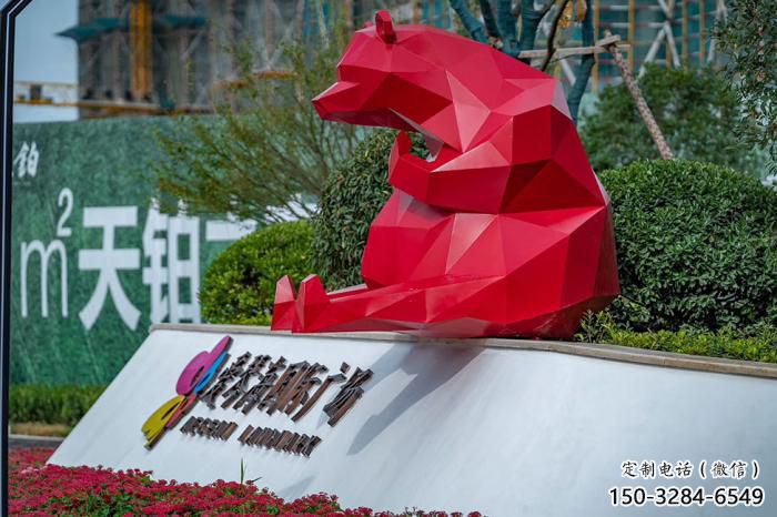 不銹鋼大熊雕塑，公園廣場雕塑，仿真彩繪工藝 (8)
