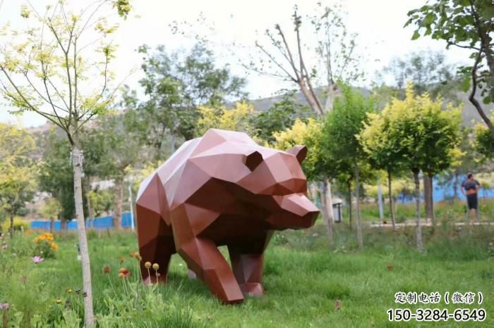 不銹鋼大熊雕塑，公園廣場(chǎng)雕塑，仿真彩繪工藝 (9)