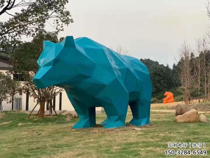 不銹鋼大熊雕塑，公園廣場雕塑，仿真彩繪工藝 (10)