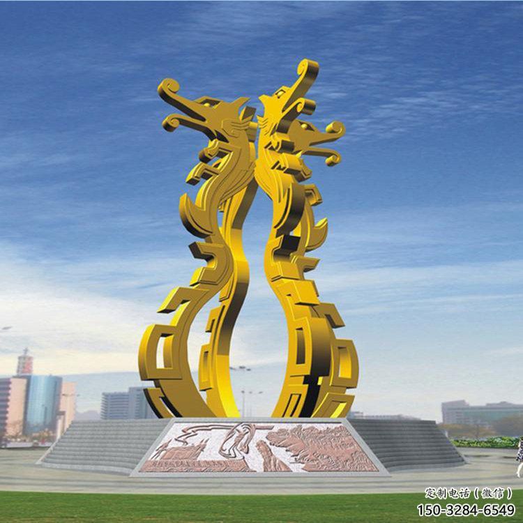 不銹鋼龍形雕塑，大型動物景觀，烤漆工藝制作 (2)