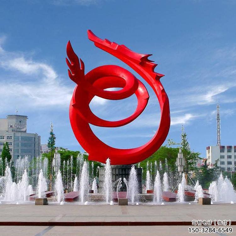 不銹鋼龍形雕塑，大型動物景觀，烤漆工藝制作 (4)