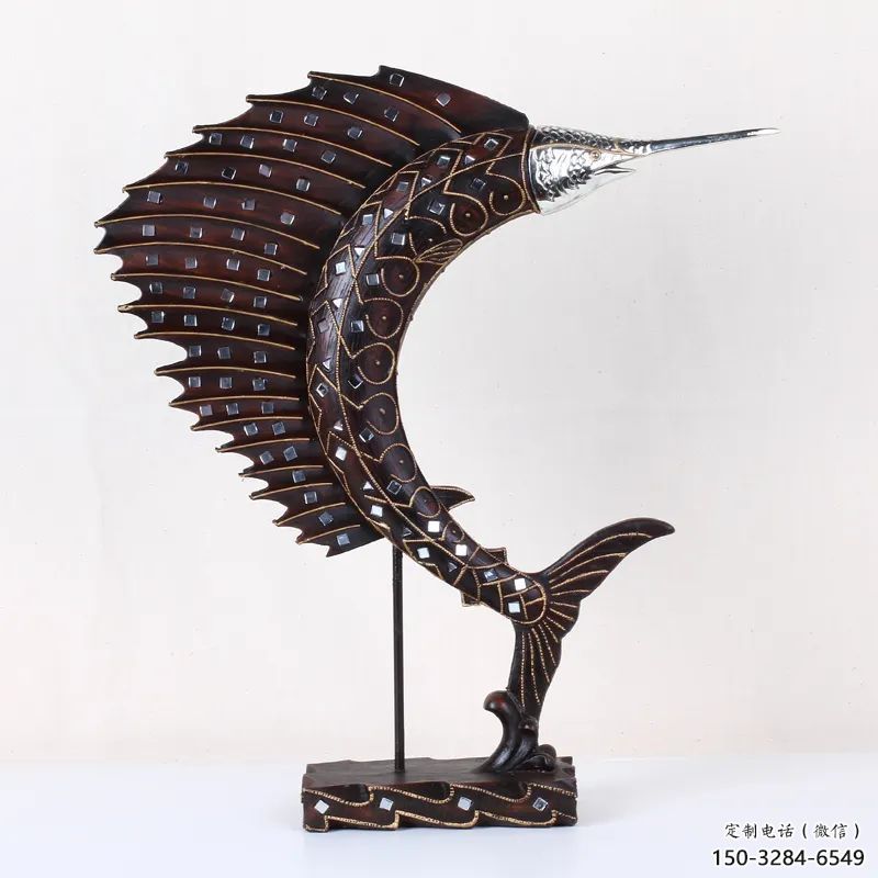 玻璃鋼劍魚(yú)雕塑生產(chǎn)廠家，海洋生物雕塑，公園廣場(chǎng)大型雕塑