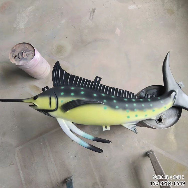 卡通劍魚雕塑，戶外街頭雕塑，海洋生物雕塑