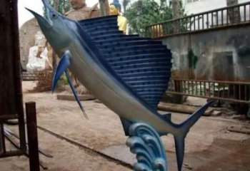 玻璃鋼劍魚雕塑生產(chǎn)制作，海洋生物雕塑，廣場雕塑