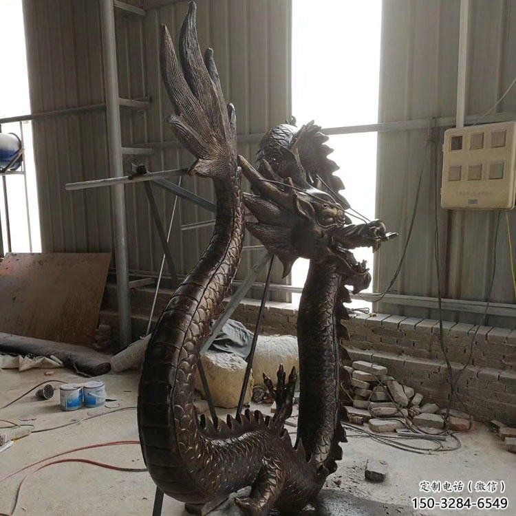 鑄銅仿真龍頭雕塑，黃銅材質(zhì)，公園園林?jǐn)[件