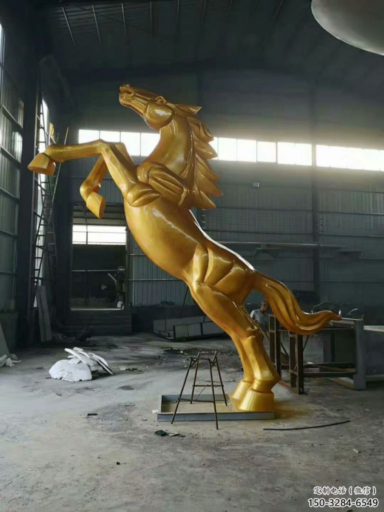 大型奔馬雕塑，城市街頭擺件，不銹鋼動物小品