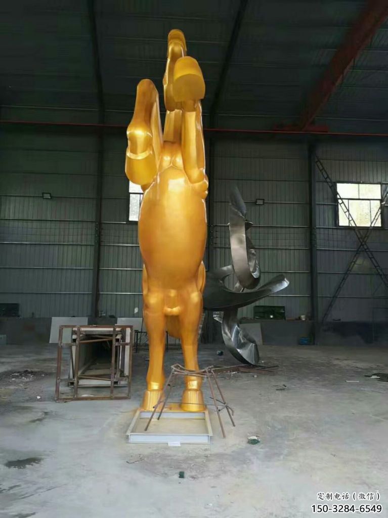 公園奔馬雕塑，城市街頭擺件，不銹鋼動物小品
