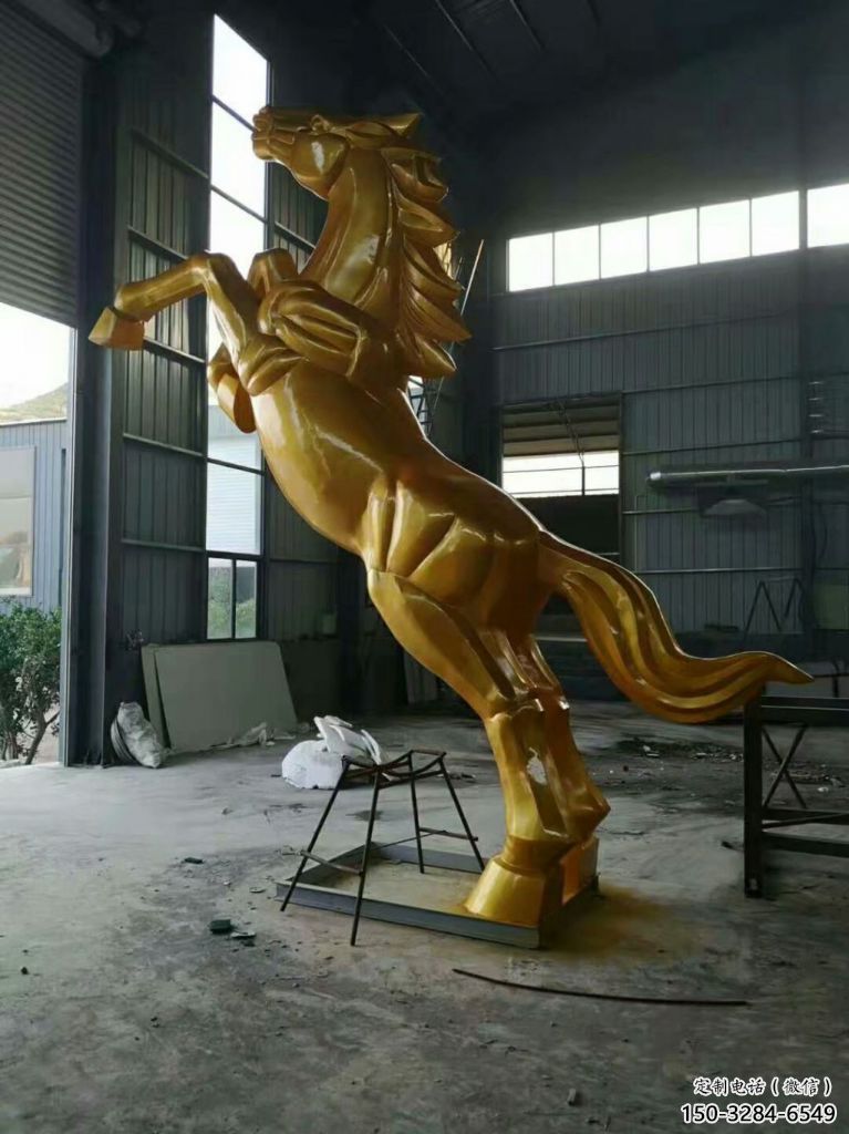 烤漆奔馬雕塑，城市街頭擺件，不銹鋼動物小品