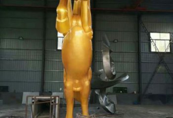 公園奔馬雕塑，城市街頭擺件，不銹鋼動(dòng)物小品