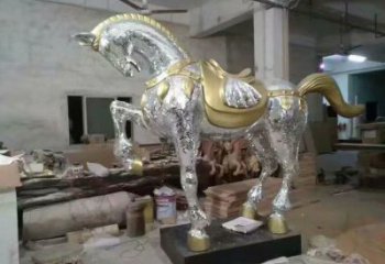 加工奔馬雕塑，鏡面工藝，仿真動物小品