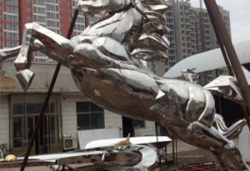 不銹鋼奔馬雕塑廠家，城市動物擺件，仿真小品