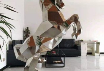 鏡面奔馬雕塑，城市動(dòng)物擺件，大型廣場(chǎng)小品