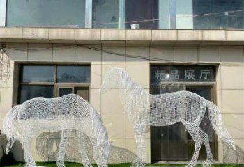 鏤空不銹鋼奔馬雕塑，城市動物擺件，大型廣場小品
