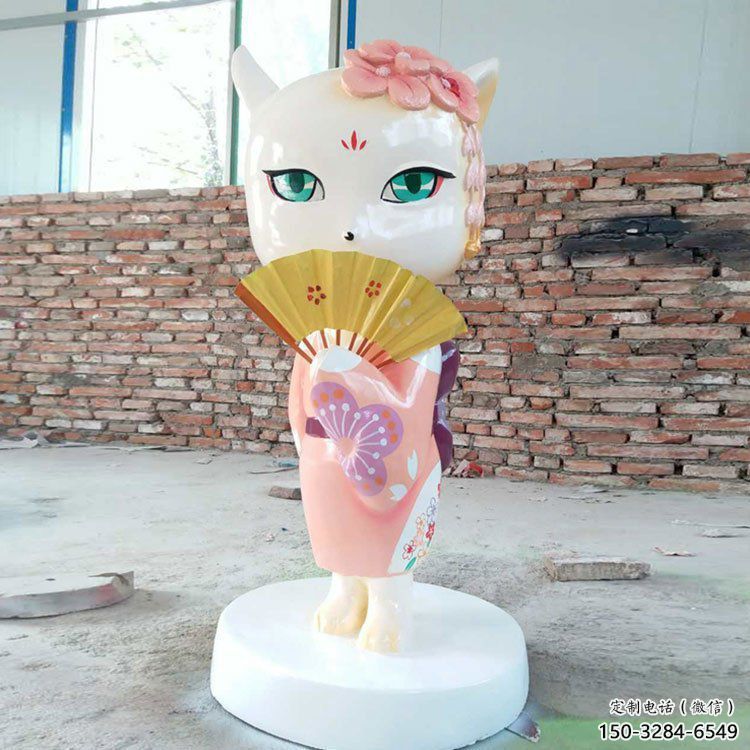 抽象狐貍雕塑 店門口彩繪雕塑 步行街?jǐn)[件