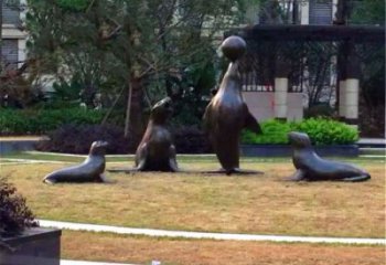 大型海豹雕塑 商業(yè)街廣場(chǎng)雕塑 古銅色擺件