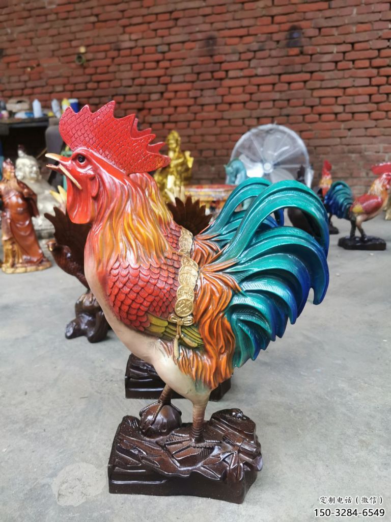 校園小雞雕塑，仿真主題，鍍金工藝