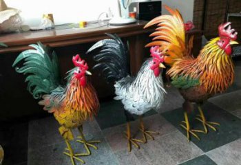 室內(nèi)小雞雕塑，動物小品，鐵藝工藝