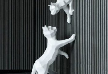 庭院小貓雕塑，動物主題，抽象工藝