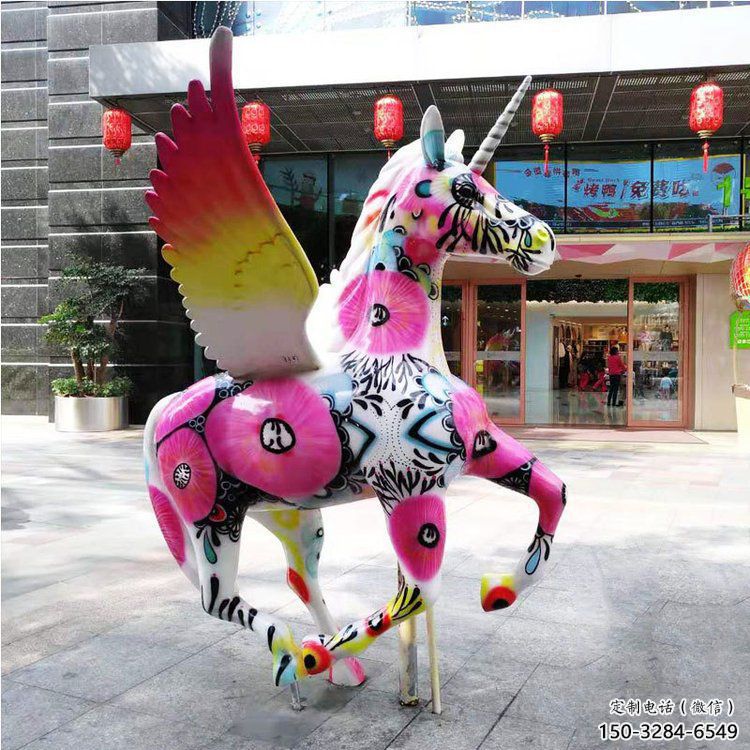 庭院天馬雕塑，現(xiàn)代小品，彩繪工藝