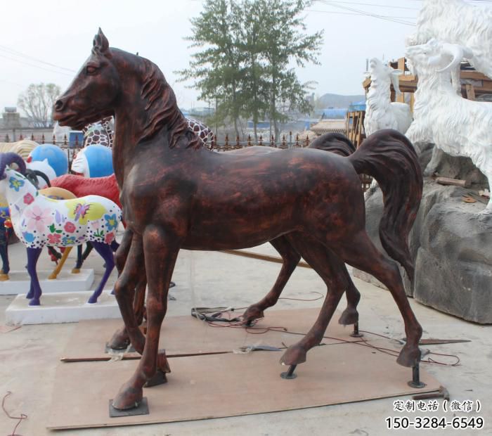 庭院小馬雕塑，動物小品，廣場擺件