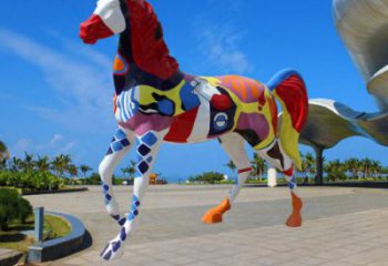 庭院小馬雕塑，動物主題，鍍銅工藝