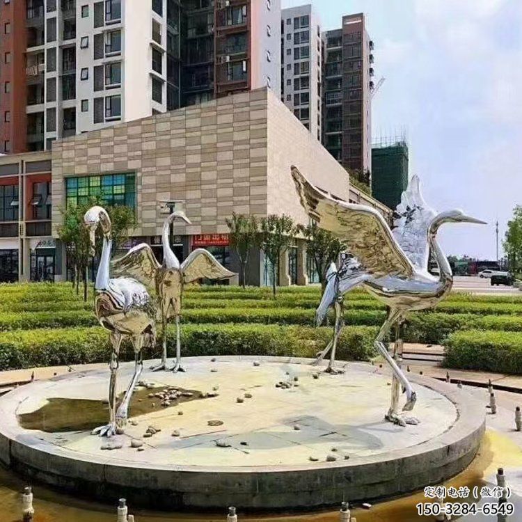 鏤空白鶴雕塑 廣場(chǎng)近代雕塑 門(mén)口小品