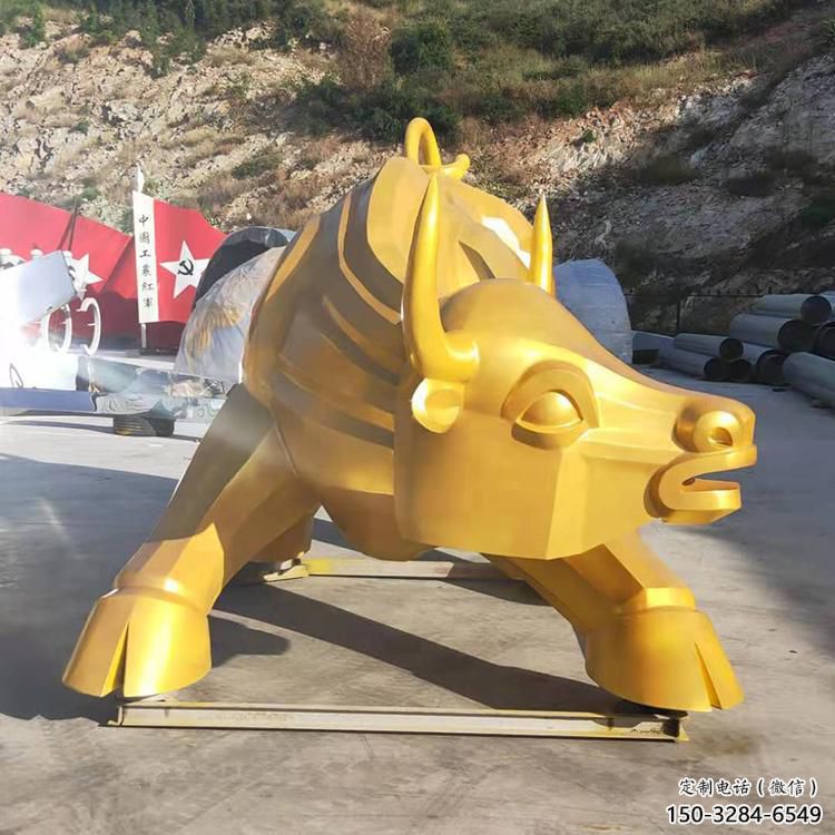 庭院黃牛雕塑，動物主題，鍍銅工藝