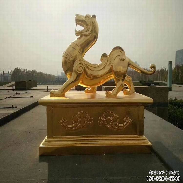 小區(qū)白虎雕塑，拉絲海洋雕塑，抽象效果